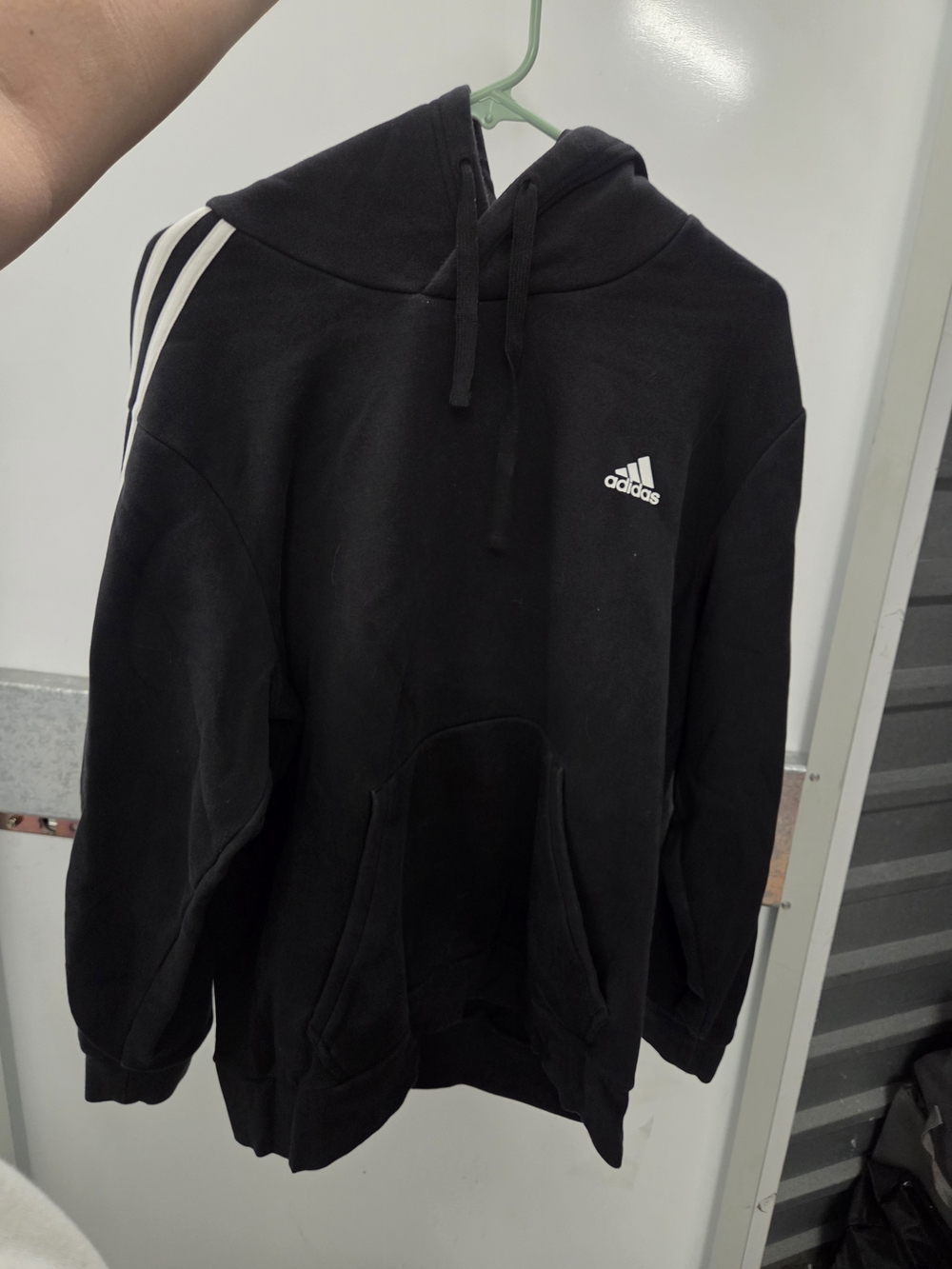 adidas Black Hoodie with White Three-Stripes